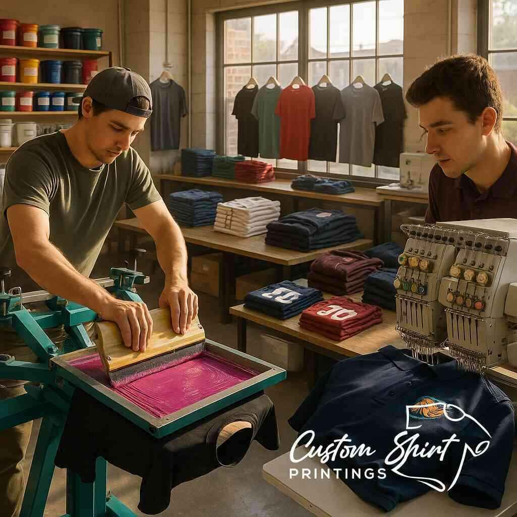 Custom Shirt Printings Comparison Screen versus Embroidery